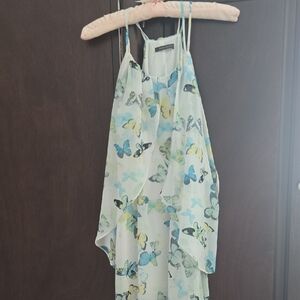 Suzy Shier Butterfly Print Camisole - Blue and Yellow